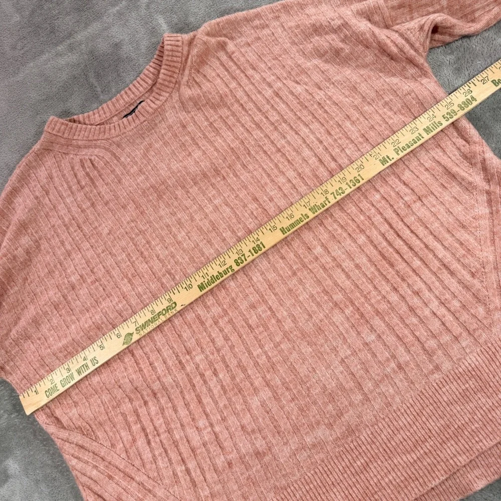 Abercrombie & Fitch Sweater Womens XL Pink Ribbed Knit Crew Neck Side Slit 3539